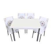 Yandan Açılır Monopetli Masa ve Sandalye Takımı 70x110 Halı Desen 4 Kişilik