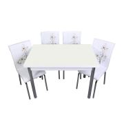 Yandan Açılır Monopetli Masa ve Sandalye Takımı 70x110 Kahve Sümbül 6 Kişilik