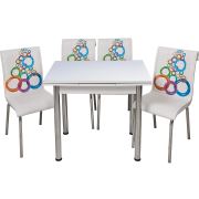 Yandan Açılır Monopetli Masa ve Sandalye Takımı 60x90 cm Olimpiyat 4 Kişilik