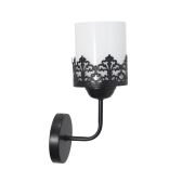 Lambadar Rustik Retro Modern Model Şık Siyah Aplik Beyaz Cam Taçlı