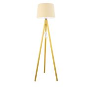 Lambadar Rustik Ahşap 3 Ayak Natural Açık Kahverengi Tripod Lambader Açık Kahverengi Konik Şapka