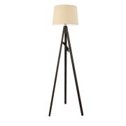 Lambadar Rustik Ahşap 3 Ayak Koyu Kahverengi Tripod Lambader Açık Kahverengi Konik Şapka