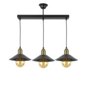 Lambadar Üçlü Siyah Retro Rustik Model Modern Metal Sarkıt Avize