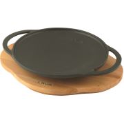 Lava Sac Kavurma Tavası Metal Kulplu ve Ahşap Altlıklı 20 cm