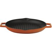 Lava Döküm Yuvarlak Izgara Tava Metal Kulplu 30 cm Turuncu Turuncu