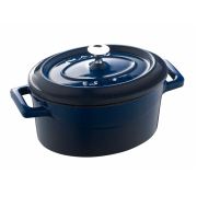 Lava Trendy Oval Mini Döküm Demir Tencere 12x9 cm Mavi