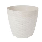 Lider Rattan-24 Plastik Saksı Beyaz