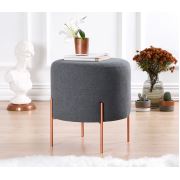 Lorence Home Copper Puf - Yuvarlak Koyu Gri