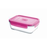 Luminarc Pure Box Temperli Dikdörtgen Saklama Kabı 82 Cl Pembe Kapaklı