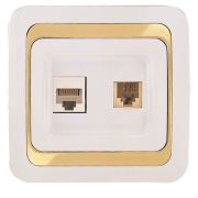 Makel Mimoza 2'li Data Prizi Cat5+Nümeris - M12437 Beyaz Gold