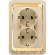 Makel Mimoza Topraklı 2Li Priz Krem Gold -12682