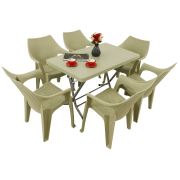 Mandella 70x120 Katlanır Ayak Masa + 6 Adet Polo Koltuk Masa Takımı Çöl Beji