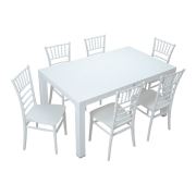 Mandella Wood 90x150 Silver Sandalye Tifany Set Beyaz