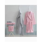 Marie Claire Aıle Setı Danya 100% Pamuk 2 Bornoz M Ve L 50x90+85x150 cm 2'şer Adet Pembe Gri