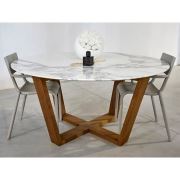 Marmopol Carrara Beyaz Oval Mermer Yemek Masası 100 cm