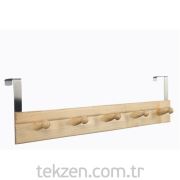 Met Metal Ahşap Naturel Kapı Arkası Askı 5'li