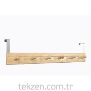 Met Metal Ahşap Naturel Kapı Arkası Askı 6'lı