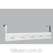 Met Metal Ahşap Beyaz Kapı Arkası Askı 5'li