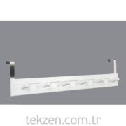 Met Metal Ahşap Beyaz Kapı Arkası Askı 6'lı
