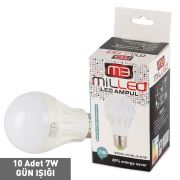Milled Led Ampul E27 3500K 7W 10 Adet - Gün Işığı