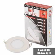 Milled Slim Led Panel 300LM 3W 5 Adet - Beyaz Işık
