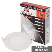 Milled Slim Led Panel 600LM 6W 5 Adet - Beyaz Işık