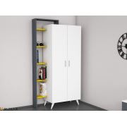 Minar Swan 2 Kapılı Gardırop Beyaz-Antrasit-Koyu Sarı