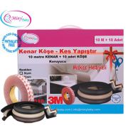 Miny Baby MB-1010 Kes-Yapıştır 10mt Kenar ve 10 Adet Köşe Koruyucu (Makas Hediyeli) Gri