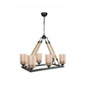 Modelight Leon 6'lı Dikdörtgen Halat Avize - Optik Camlı