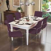 Modilayn Flora Yemek Masa Takımı Klas 6 Sandalye Mürdüm