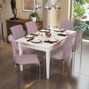Modilayn Flora Yemek Masa Takımı Klas 6 Sandalye Pembe