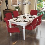 Modilayn Flora Yemek Masa Takımı Klas 6 Sandalye Kırmızı