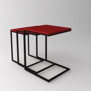 Moonlife Metal Ayaklı C Zigon Sehpa - Kırmızı