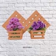 Ahşap Duvar NEX-DS-003-4 Çiceklik 2 Saksılı Yatay - Teak