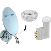80 cm Next NextStar Ofset Çanak Anten Full Set+Dörtlü Lnb+ 25 Mt Anten Kablosu 150022