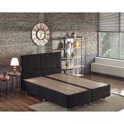 Niron Piano Lite Çift Kişilik Baza ve Başlık Seti Siyah Soho Kumaş 140x190 cm