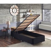 Niron Ela Sandıklı Siyah Baza Sağlamlaştırılmış Silinebilir Kumaş Tek Kişilik Baza 100x200 cm