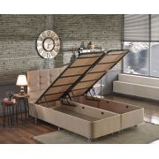 Niron Polo Çift Kişilik Baza ve Başlık Seti Sütlü Kahve Soho Kumaş 140x190 cm