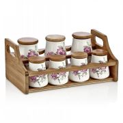 Noble Life Menekşe Desen 8 Parça Baharat Seti