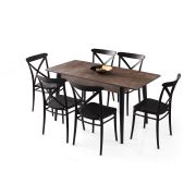 Happy Kitchen MDF Siyah Mermer Desen Masa ve 4 Adet X Class Siyah Sandalyeli