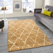 Payidar Bej Krem Çizgili Shaggy Halı G0276M 80x300 cm