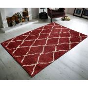 Payidar Kırmızı Krem Çizgili Shaggy Halı G0276M 160x230 cm