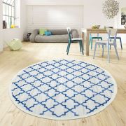 Payidar Vaveyla 1668A 150x150 cm Daire Mavi İpek Desen Modern Halı