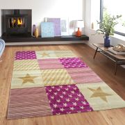 Payidar Capella 1116A Pembe Kutu Yıldızlı Çocuk Odası Halısı 120x170 cm