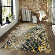 Payidar Lorav G2716M Petek Desen Gri Mavi Modern Halı 80x150 cm