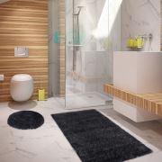 Flora Halı Tiara Antrasit 2'li Shaggy Banyo Paspası Takımı (66x66 cm Daire + 60x110 cm Düz)