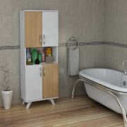 Pegai Nora 4 Kapak Raflı Banyo Dolabı Teak