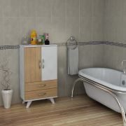 Pegai Nora Kısa 2 Kapak 2 Çekmece Banyo Dolabı Teak