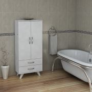 Pegai Nora Uzun 2 Kapak 2 Çekmece Banyo Dolabı Beyaz