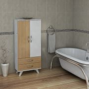 Pegai Nora Uzun 2 Kapak 2 Çekmece Banyo Dolabı Teak
